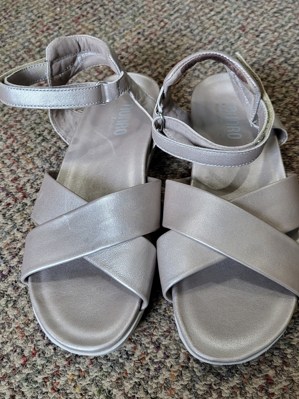 Munro Gold/Silver Crisscross Ankle-Strap Sandals